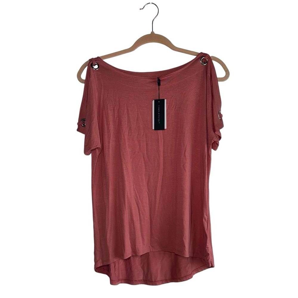 CABLE & GUAGE Rose Short Sleeve Cold Shoulder Top M NWT